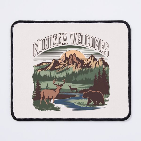 Item preview, Montana Welcomes Flag Map Yellowstone National Park, Rocky Mountains designed and sold by AnimalsDH305.