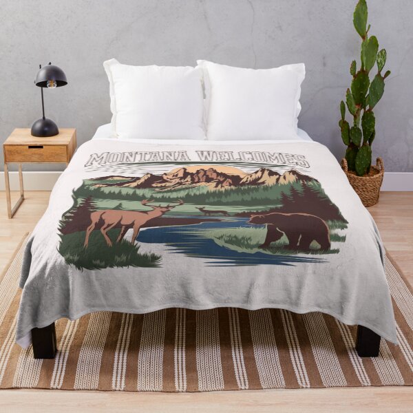 Item preview, Montana Welcomes Flag Map Yellowstone National Park, Rocky Mountains designed and sold by AnimalsDH305.