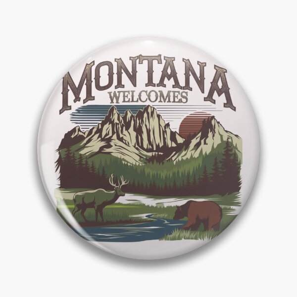 Artikelvorschau, Montana Willkommen Flagge Karte Yellowstone Nationalpark, Rocky Mountains entworfen und verkauft von AnimalsDH305.