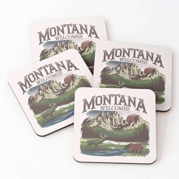 Item preview, Montana Welcomes Flag Map Yellowstone National Park, Rocky Mountains designed and sold by AnimalsDH305.