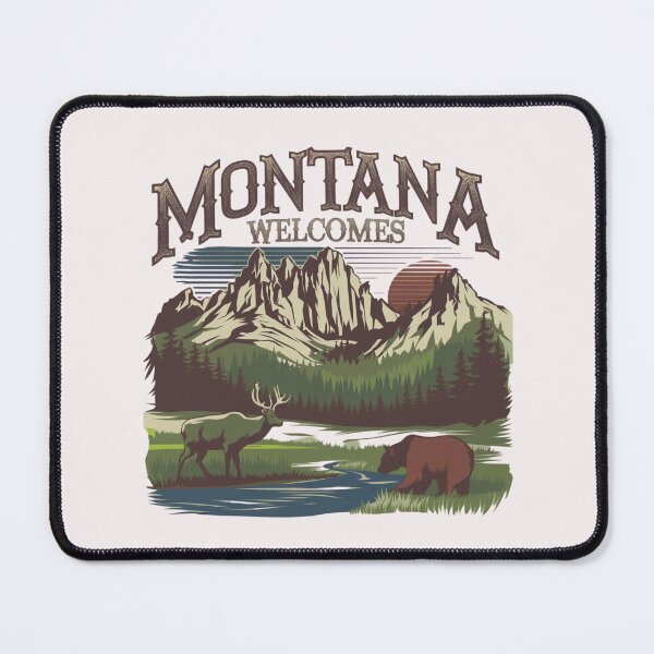 Item preview, Montana Welcomes Flag Map Yellowstone National Park, Rocky Mountains designed and sold by AnimalsDH305.