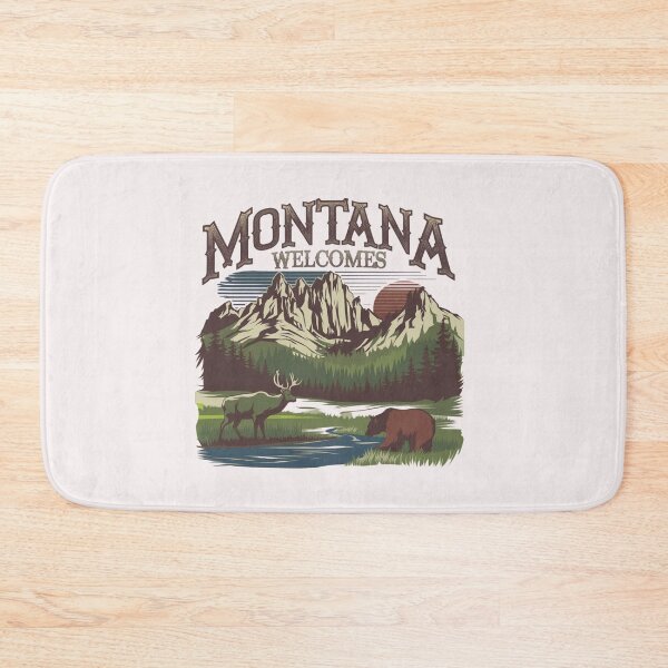 Item preview, Montana Welcomes Flag Map Yellowstone National Park, Rocky Mountains designed and sold by AnimalsDH305.