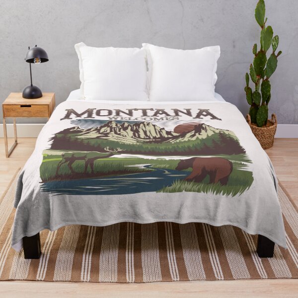 Item preview, Montana Welcomes Flag Map Yellowstone National Park, Rocky Mountains designed and sold by AnimalsDH305.