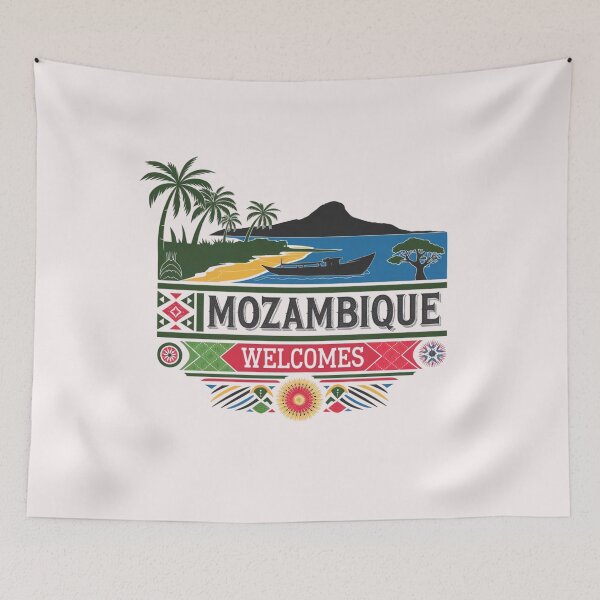 Item preview,  Mozambique Welcomes Flag Map Maputo, Zambezi River designed and sold by AnimalsDH305.