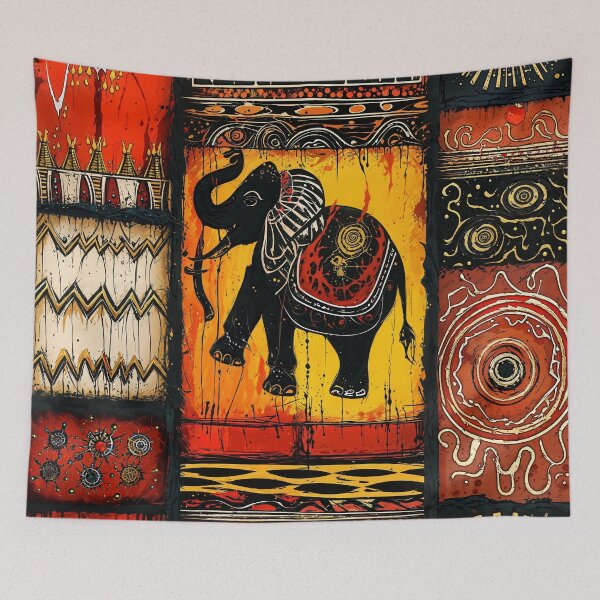 Item preview,  Multicolored Elephant Tribal Painting designed and sold by Shopstract.