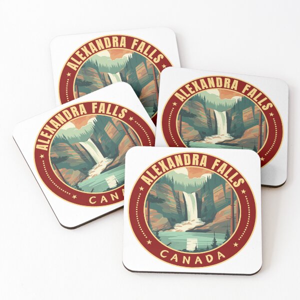 Item preview, Alexandra Falls in Northwest Territories Canada Retro Travel Art Emblem designed and sold by MaateoDesign.
