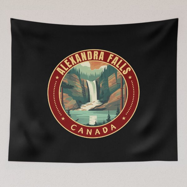 Item preview, Alexandra Falls in Northwest Territories Canada Retro Travel Art Emblem designed and sold by MaateoDesign.
