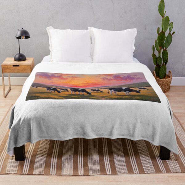 Item preview, A calm meadow dotted with grazing cows under a vibrant sunset designed and sold by EtCreative.