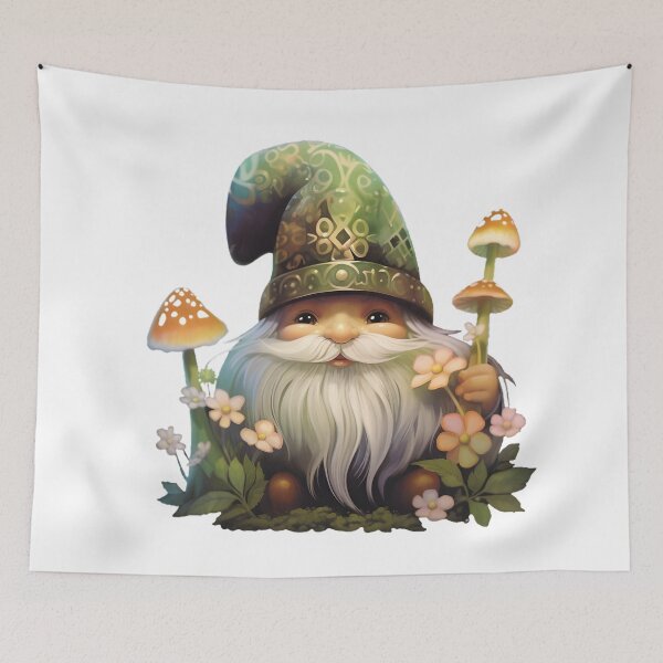 Item preview, Cute St. Patrick's Day Gnome with Mushrooms & Flowers - Fantasy Oil Painting Clipart designed and sold by AnnDesignStudio.