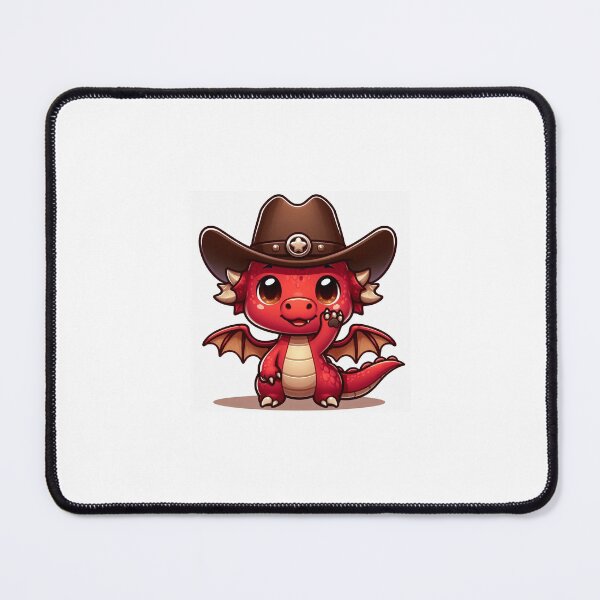 Item preview, Little Red Dragon with Cowboy Hat designed and sold by HillsideDragon.