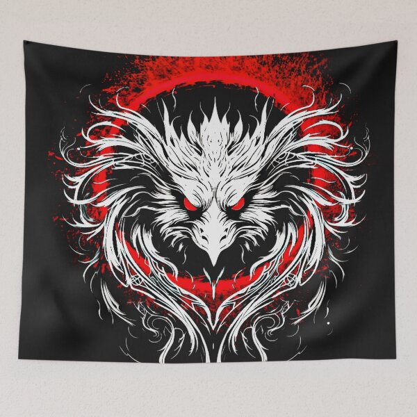 Item preview, Tengu mask on fire circle designed and sold by clarazen.