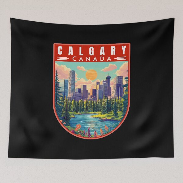 Item preview, Calgary in Alberta Canada Retro Travel Art Landscape designed and sold by MaateoDesign.