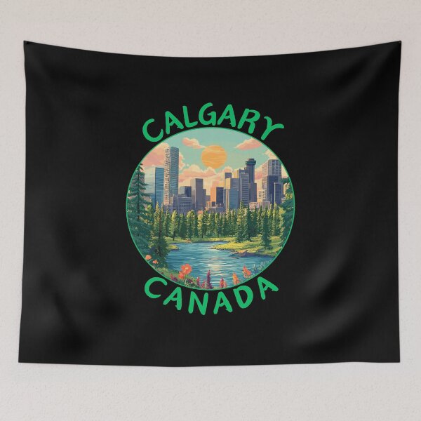 Item preview, Calgary in Alberta Canada Retro Travel Art Landscape designed and sold by MaateoDesign.