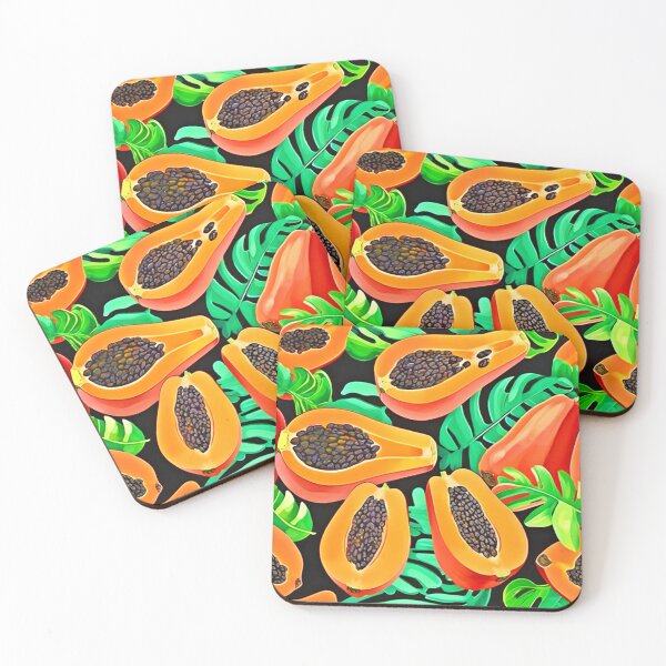 Item preview, Papaya and Leaves Fresh Pattern designed and sold by Health And Fitness Posts e-Store.