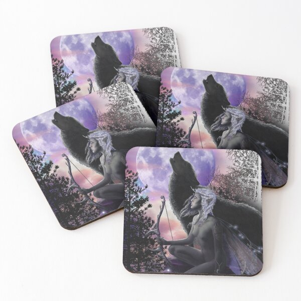 Item preview, Silvermoon wild huntress forest fairy elf full moon wolf rider designed and sold by GreyForest.