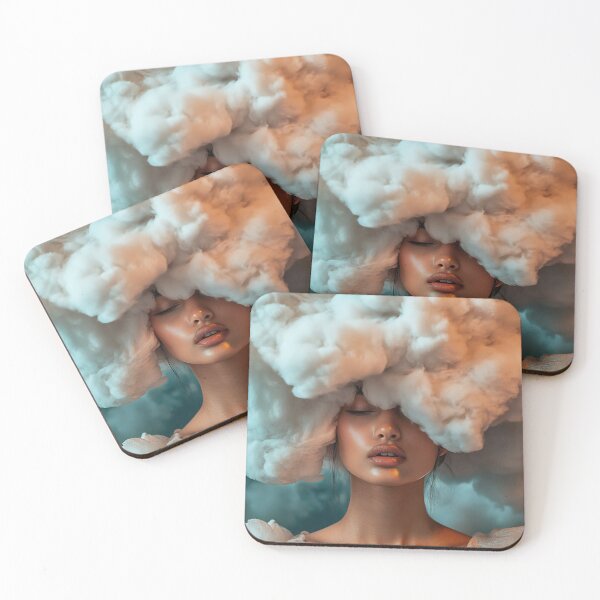 Item preview, A woman poses with a striking cloud-like hairstyle, blending art and fashion in a creative way, with soft lighting enhancing her features. designed and sold by anytka.
