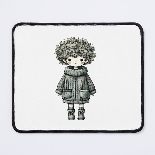 Item preview, Cozy Curly Haired Doll - Minimalistic Winter Charm designed and sold by EllsLittleStore.