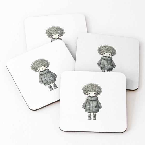 Item preview, Cozy Curly Haired Doll - Minimalistic Winter Charm designed and sold by EllsLittleStore.