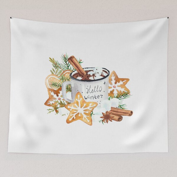 Item preview, Hello Winter Hot Chocolate Mug with Gingerbread Cookies designed and sold by silviaol.