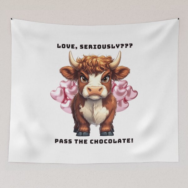 Item preview, Grumpy Highland Cow Valentine's Day  designed and sold by QuirkyChicArts.
