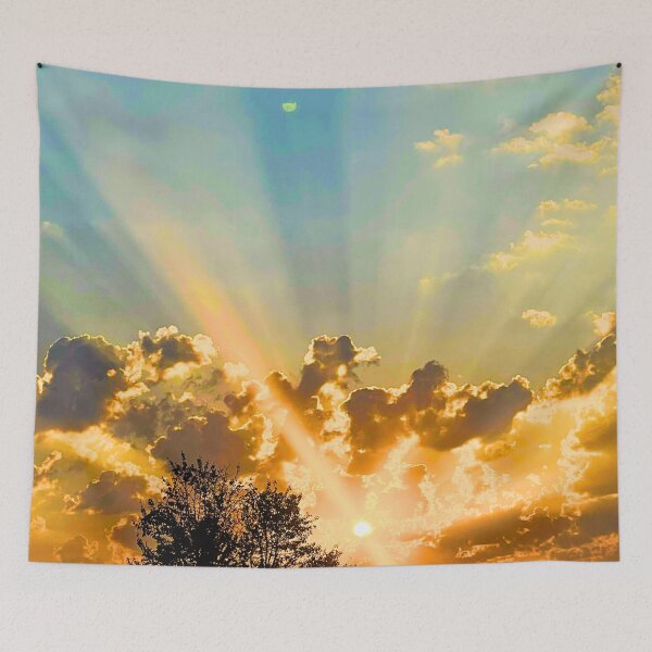 Item preview, Golden Rays Piercing Through Clouds- A Serene Evening Sky designed and sold by Adellisa.