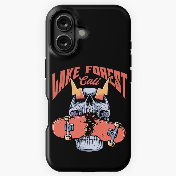 Item preview, Lake Forest California Skateboarding Skull - Orange Text designed and sold by TimelessLocales.