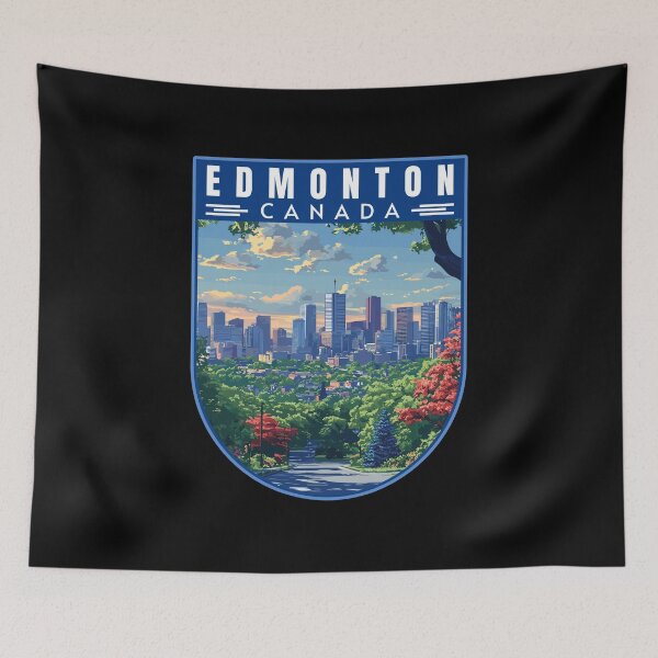 Item preview, Edmonton in Alberta Canada Retro Travel Art Landscape designed and sold by MaateoDesign.