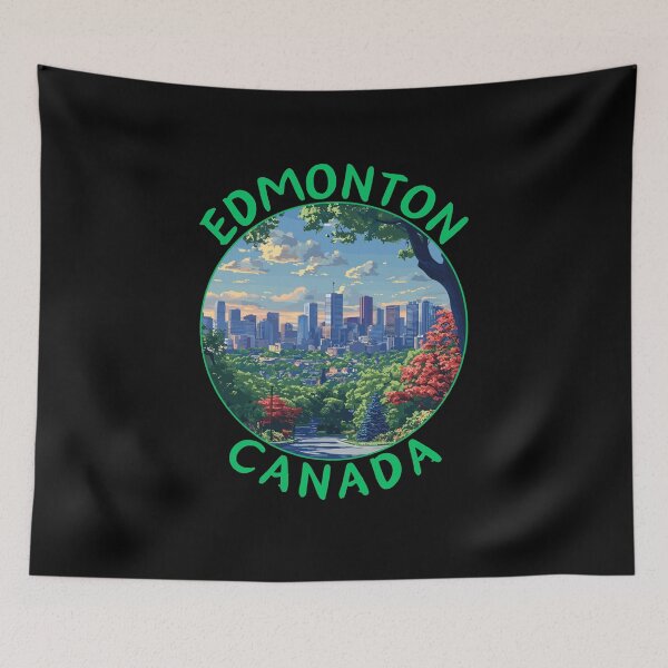 Item preview, Edmonton in Alberta Canada Retro Travel Art Landscape designed and sold by MaateoDesign.
