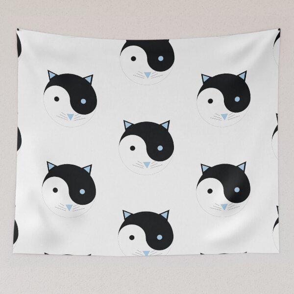 Item preview, YinYang Kitty en azul ¡Diseño lindo de la yoga de la meditación! designed and sold by Swigalicious.