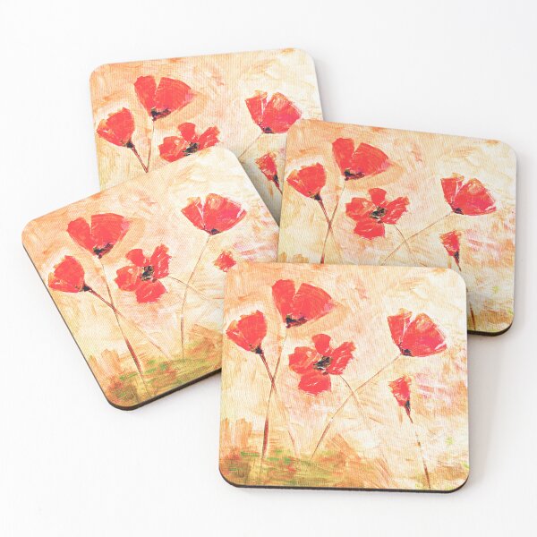 Item preview, Vivid Poppies: Semi-Abstract Blooms on a Golden Canvas designed and sold by artgul.