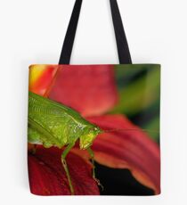 Katydid on a Day Lily Tote Bag