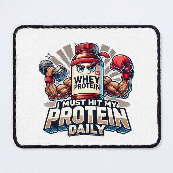 Item preview, I Must Hit My Protein Daily - Cartoon Whey Protein with Boxing Gloves designed and sold by Designeerguy.
