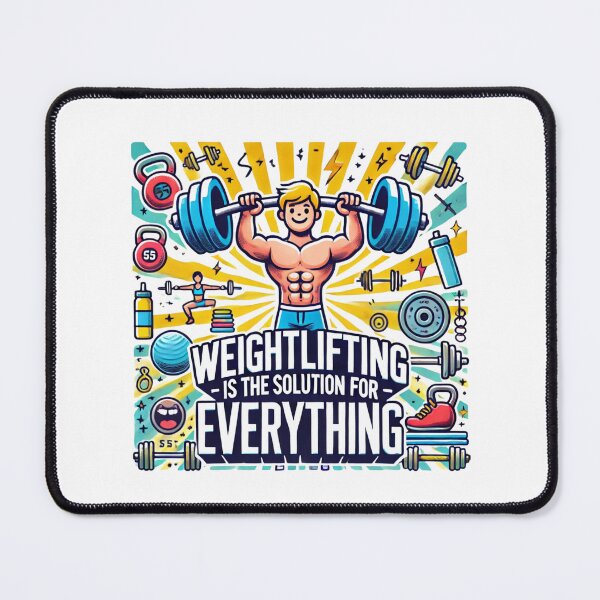 Item preview, Weightlifting is the Solution for Everything - Cartoon Character Lifting Barbell designed and sold by Designeerguy.