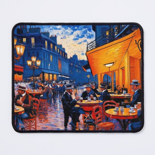 Item preview, A vibrant Parisian cafe terrace at dusk  designed and sold by EtCreative.