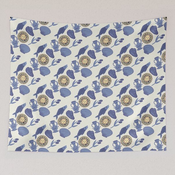 Item preview, Mediterranean Dream Pattern – Sun, Sea, and Olive Aesthetic - Illustration Jemma Jamie Skidmore  designed and sold by Jemma Jamie Skidmore.