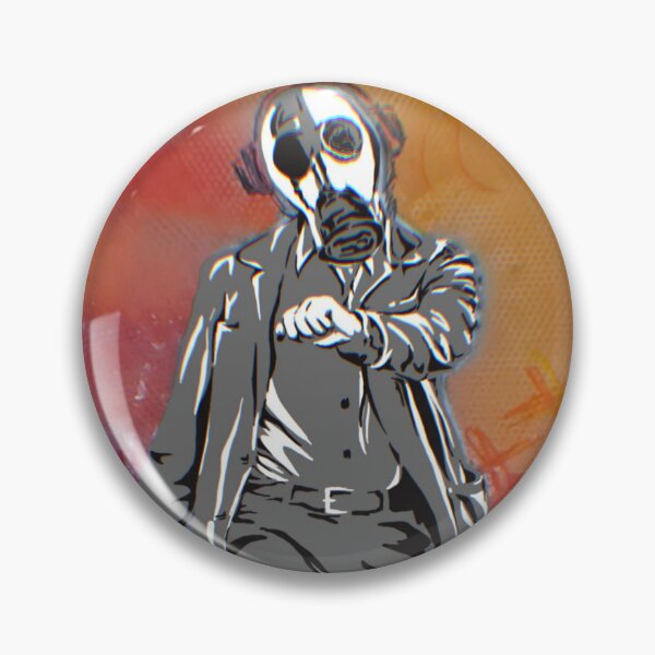 Item preview, meme walking w/ gas mask headphones sticker poster designed and sold by Funt-Case.