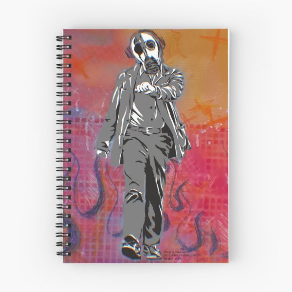 Item preview, meme walking w/ gas mask headphones sticker poster designed and sold by Funt-Case.