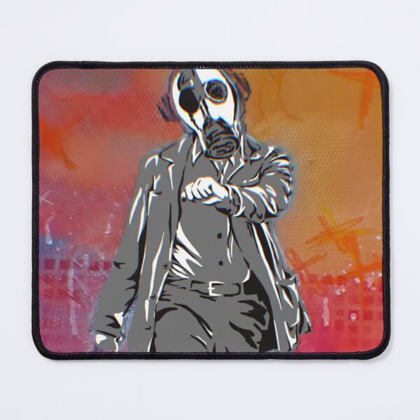 Item preview, meme walking w/ gas mask headphones sticker poster designed and sold by Funt-Case.