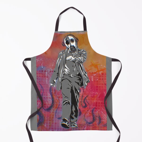 Item preview, meme walking w/ gas mask headphones sticker poster designed and sold by Funt-Case.