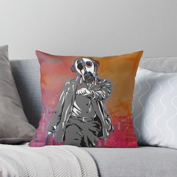 Item preview, meme walking w/ gas mask headphones sticker poster designed and sold by Funt-Case.