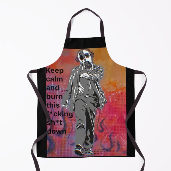 Item preview, Meme walking w/ gas mask headphones sticker poster burn it down designed and sold by Funt-Case.