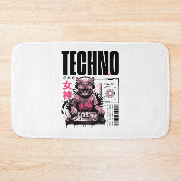 Item preview, TECHNO  - Future Cat Dj Vibes (Black/Pink)  designed and sold by Discothreadz.