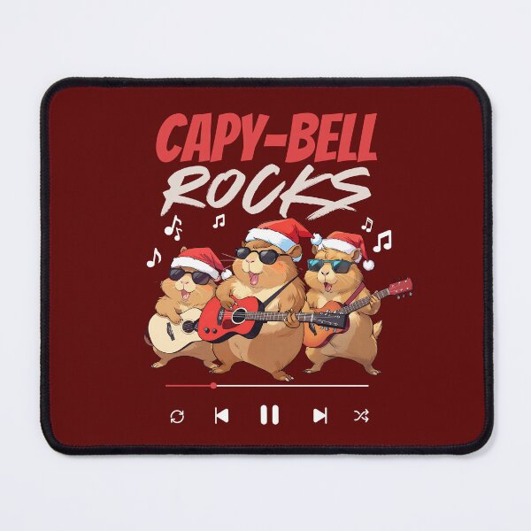 Item preview, Cute Merry Christmas Capy-Bell Rocks Playing Guitar designed and sold by The magic  Yellow bus.