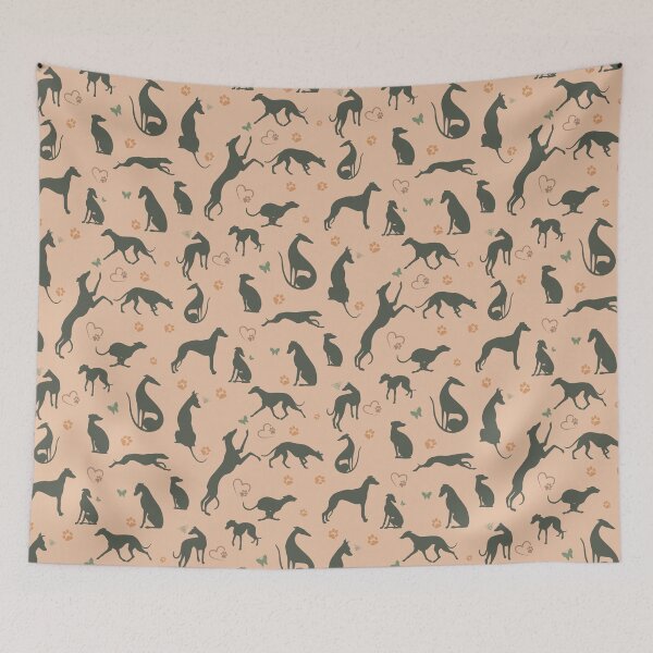 Artikelvorschau, Windhunde Wüste - Whippet, Greyhound, Italienisches Windspiel, Pfotenabdrücke entworfen und verkauft von MistyLakeArt.