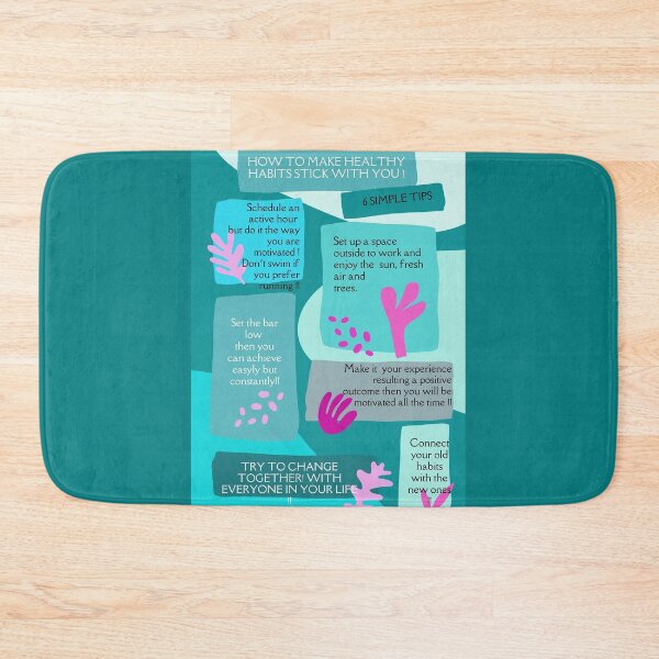 Item preview, 6 HEALTHY HABITS wordings in green and pink  designed and sold by wallartofmio.