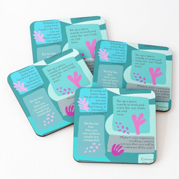 Item preview, 6 HEALTHY HABITS wordings in green and pink  designed and sold by wallartofmio.