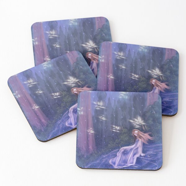 Item preview, A lonely girl thinking in the middle of a magical and serene night designed and sold by Nightlyn.