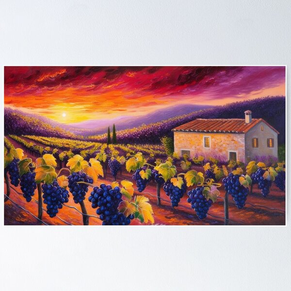 Item preview, A dazzling sunset over a vineyard  designed and sold by EtCreative.