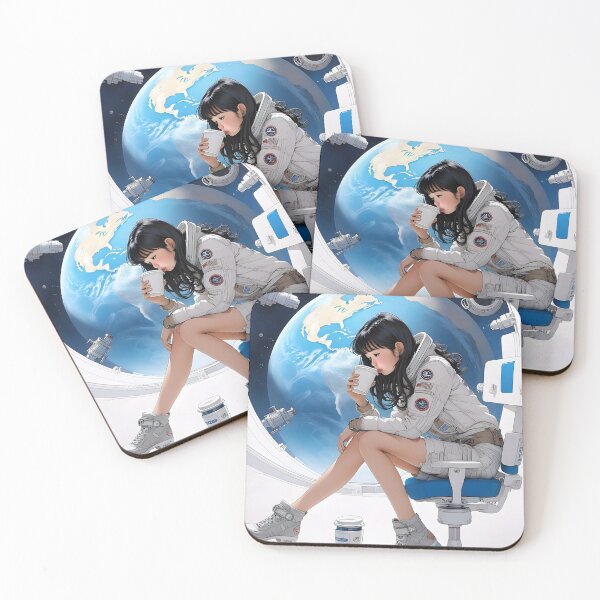 Item preview, space girl with coffee designed and sold by aliraweb.