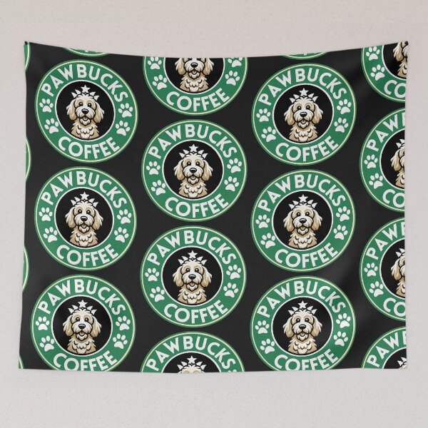 Item preview, Pawbucks Coffee Cute Golden doodle design  designed and sold by ArtByMarkDesign.